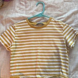 brandy melville striped yellow shirt, one size